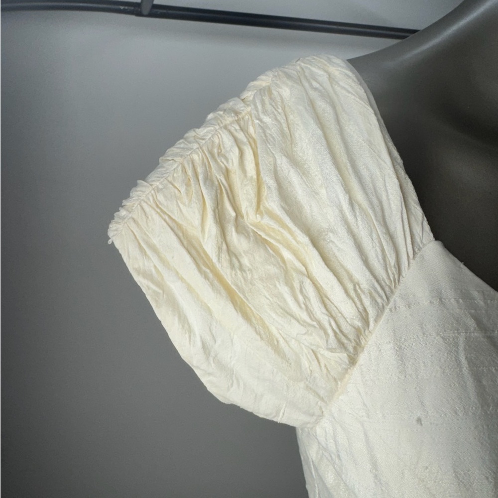 VTG CHRISTIAN DIOR Silk Wedding Dress W/ Gathered Sleeves + Button Back 26”W - Picture 11 of 13